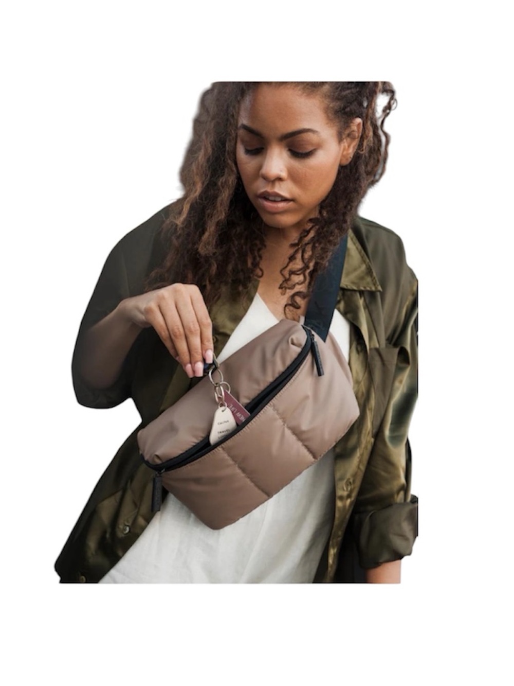 Calpak Luka Belt Bag Chocolate Brown Quilted Bag Puffy Bag Travel Bag Fanny Pack